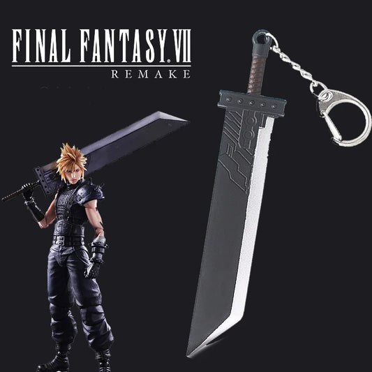 Llavero con espada del juego Final Fantasy 7 Cloud Buster, espada Remake, Zack Fair, arma, llavero de metal con colgante para fans, joyería de cosplay