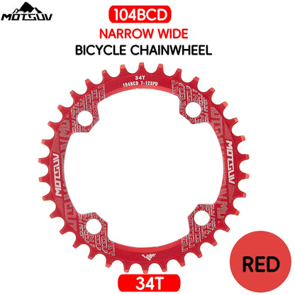 Bicycle Crank 104BCD Round Shape Narrow Wide 32T/34T/36T/38T MTB Chainring Bicycle Chainwheel Bike Circle Crankset Single Plate