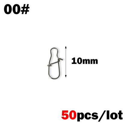 OUTKIT 50PCS Stainless Steel Pin Swivel Fishing Accessories Connector Lure Clip Rolling Swivels Sea Fishing Tackle