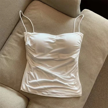 Nueva camiseta sin mangas de estilo coreano de verano para mujer, sujetador incorporado a la moda, camiseta sin mangas informal de uso diario para la playa para mujer