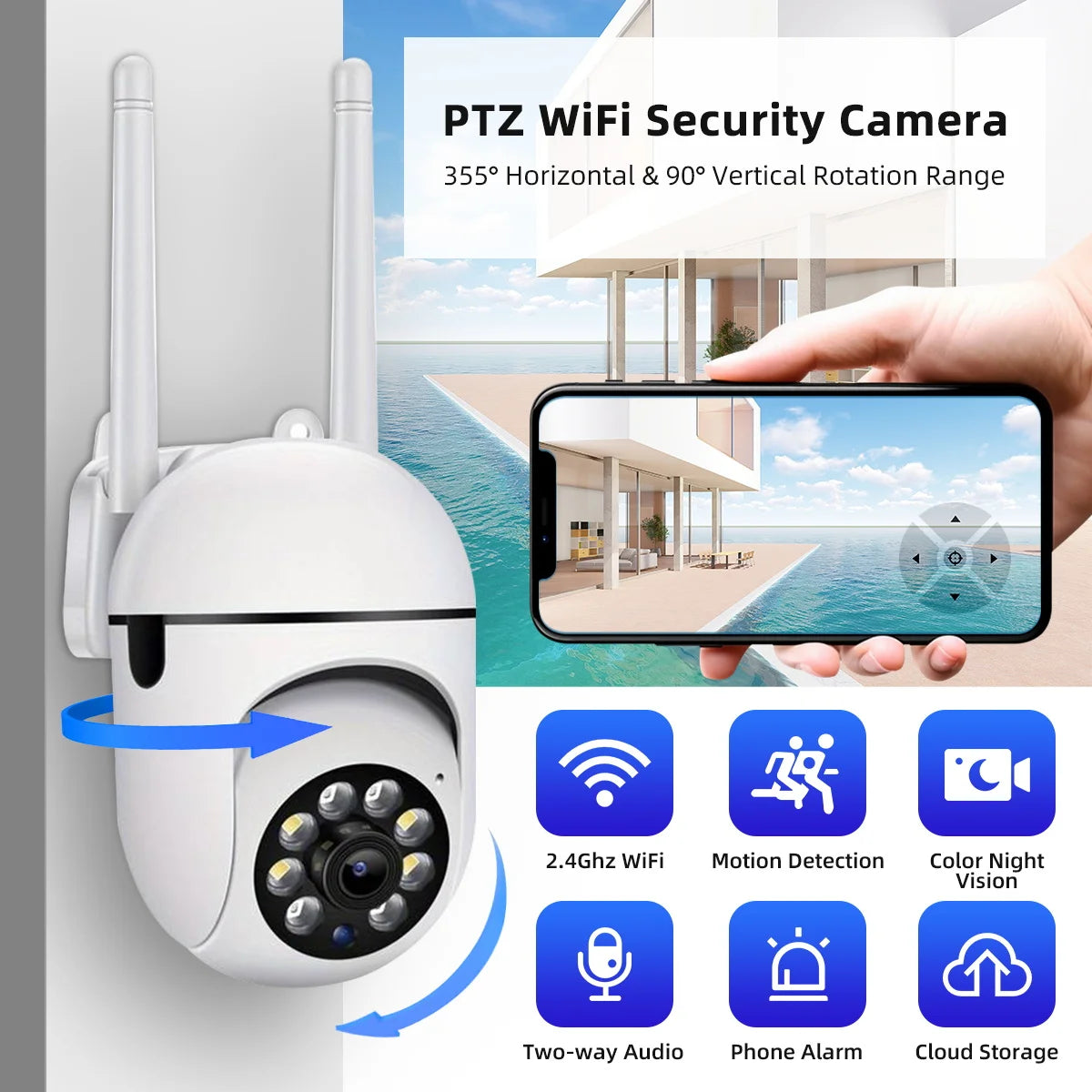 JOOAN 3MP WiFi Camera Home PTZ IP Camera Color Night Audio Wireless Surveillance Camera Auto Tracking Security CCTV Camera