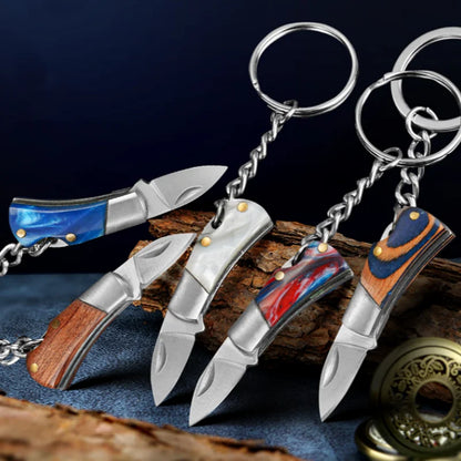 Mini Knife Wooden Handle Folding Knife Sharp EDC Self-defense Camping Tool Gift Keychain Pendant Outdoor Pocket Knive