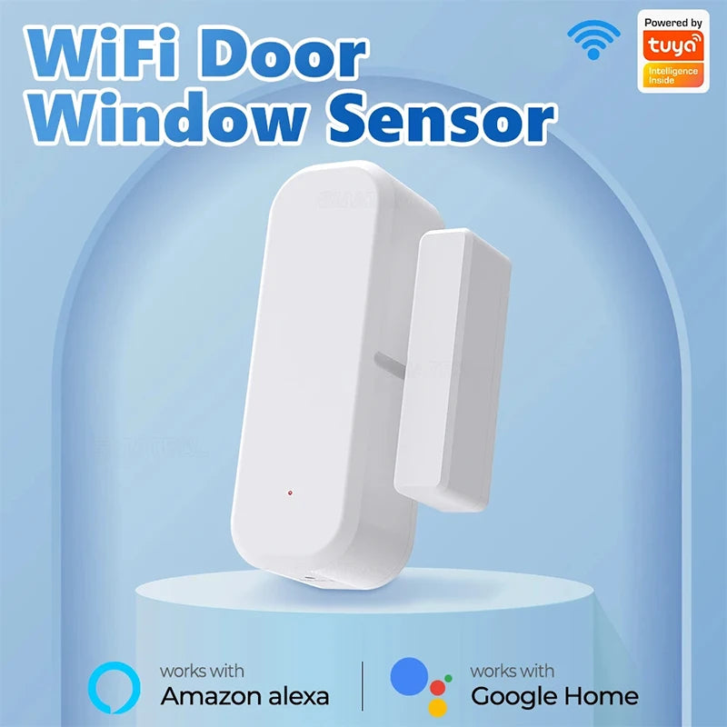 Sensor de ventana y puerta inteligente Tuya WiFi, sistema de alarma de protección de seguridad para el hogar inteligente, detectores de apertura y cierre de puertas para Alexa Google Home