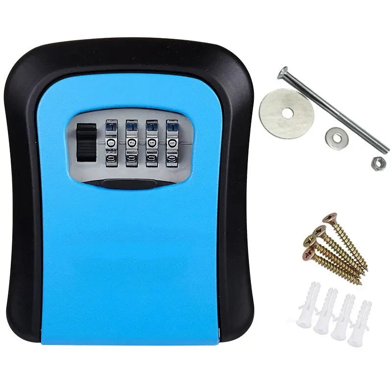 Wall Mount Key Lock Box 4 Digit Password Code Security Lock No Key for Home Office Key Safe Secret Storage Box Organizer