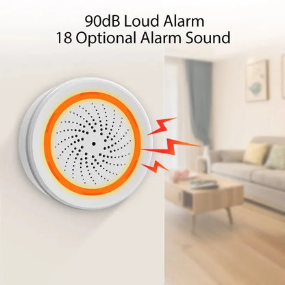 ONENUO Tuya Zigbee Smart Siren Alarm For Home Security with Strobe Alerts Support USB Cable Power and Built-in Battery