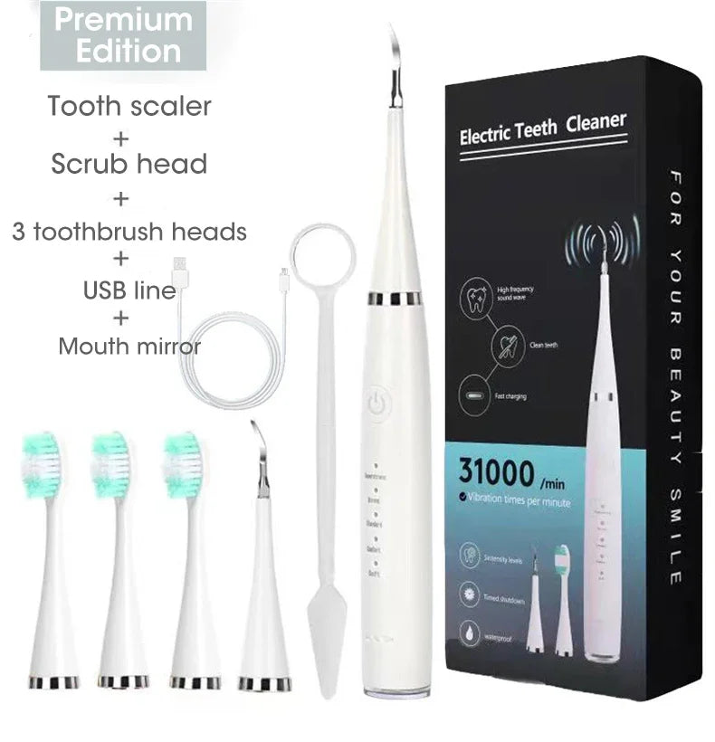 Home Electric Toothbrush with Sound Wave Cleaning Multifunctional 3-in-1 Teeth Scaling Whitening Care USB Charging Oral Cleaning