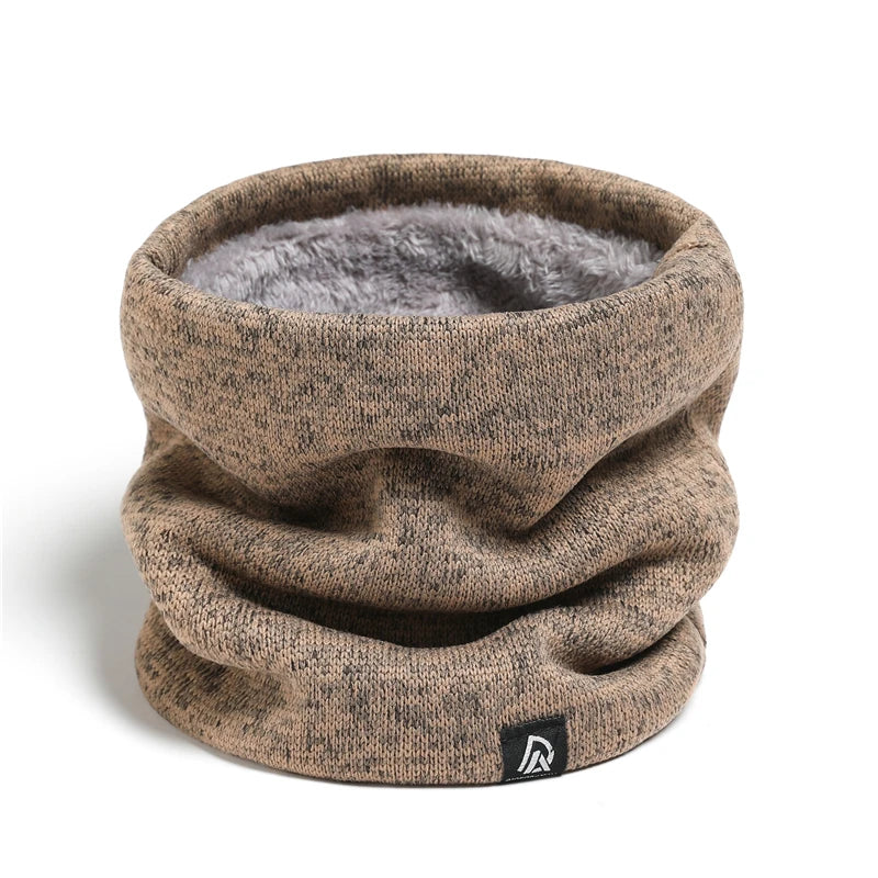 Unisex Solid Plush Warm Winter Ring Scarf Women Men Knitted Full Face Mask Snood Neck Scarves