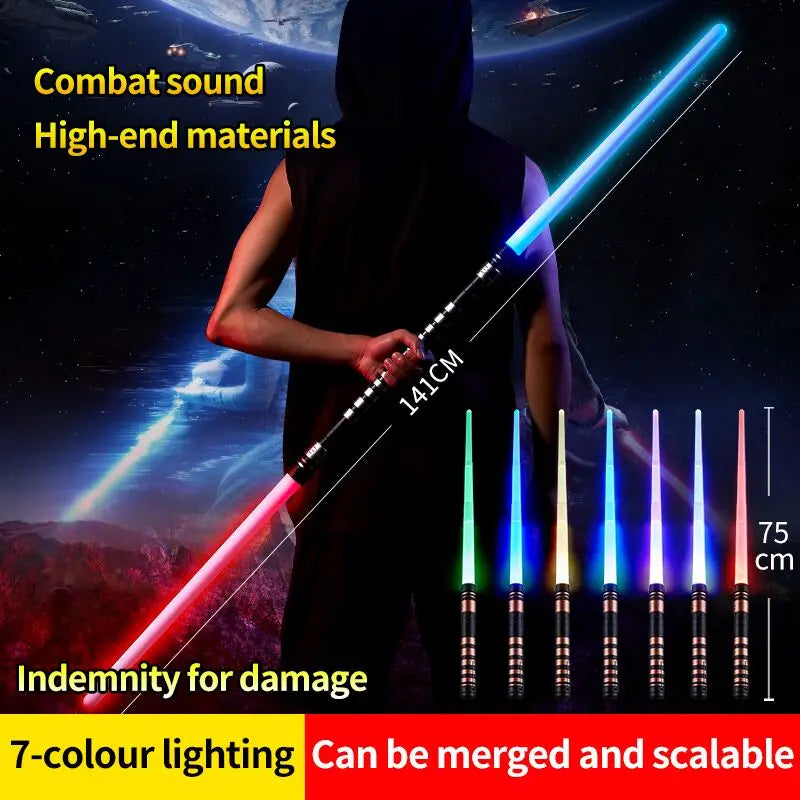 REikirc 75cm RGB  Lightsaber 2 in 1 7 colors Light Saber for 3+ Kids Laser Sword Toy Party Glow Swords