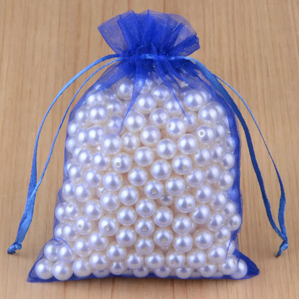 100 piezas 24 colores bolsa de embalaje de joyería 5*7 7*9 9*12 10*15 cm bolsas de organza almacenamiento de regalo bolsas de cordón de boda al por mayor