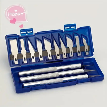 13pcs Aluminum Alloy Carving Knife Tool Set - Perfect For Paper-cut, Handcraft & Model Making!