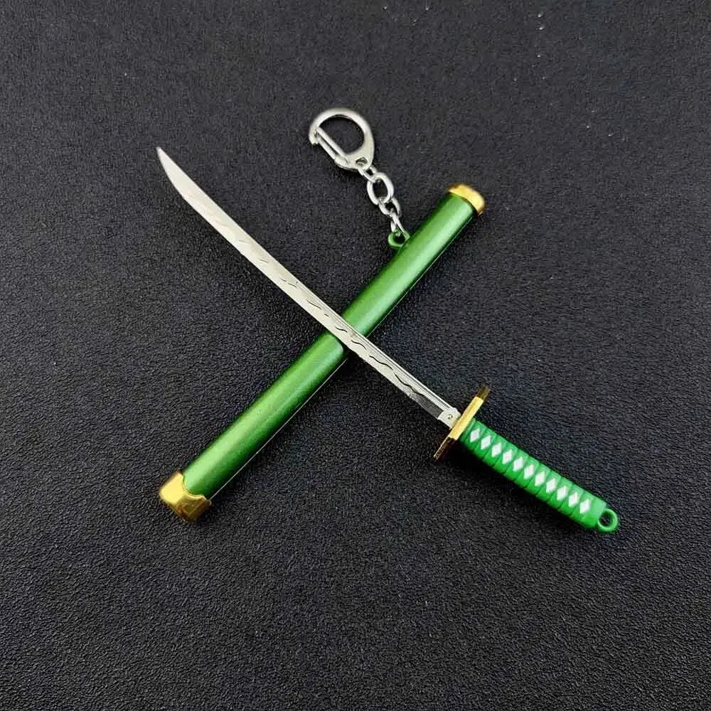 Mini Roronoa Zoro Samurai Sword Keychain Anime  Plastics Scabbard Key Chain Ring Katana Buckle for Men Cosplay Toy Jewelry Gift