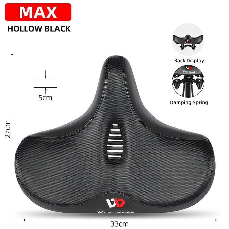 WEST BIKING Ergonomic Bicycle Saddle Long Distance Cycling Widen Thicken Cushion MTB Touring Bike Saddle Comfortable E-Bike Seat