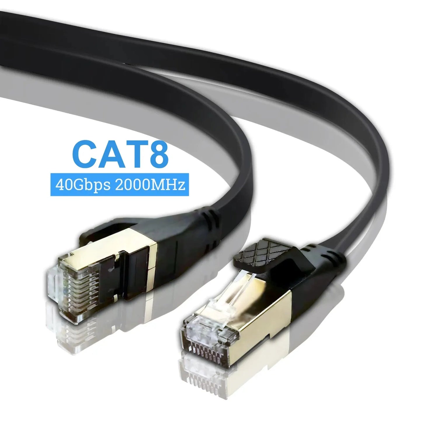 Cable Ethernet Cat8, cable LAN plano, alta velocidad, RJ45, 40 Gbps, 2000 MHz, para redes domésticas, enrutadores, módems, computadoras, PC y portátiles, 1-10 m