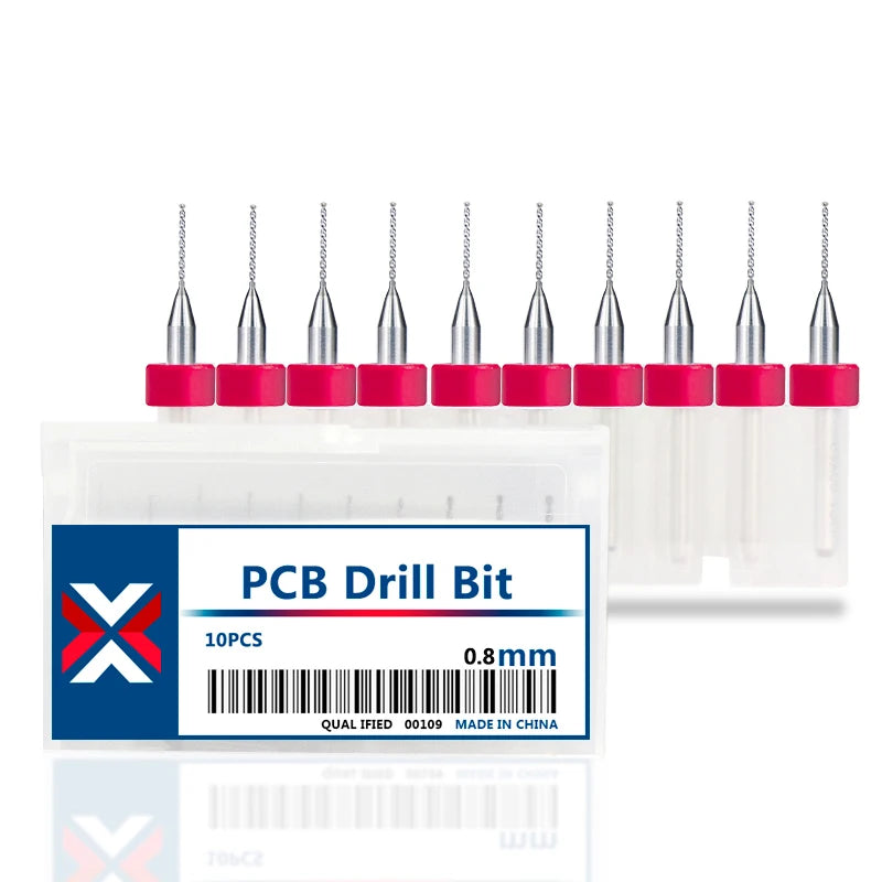 XCAN 10 piezas/juego de brocas mini para PCB de carburo de tungsteno de acero de 0,3 mm a 1,2 mm para máquina de brocas CNC para circuitos impresos