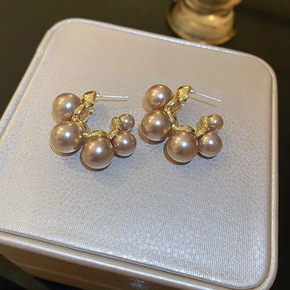 Pendientes de perlas de imitación para mujer 2023, pendientes de botón redondos de tendencia para bodas, fiestas, joyas elegantes, accesorios de moda