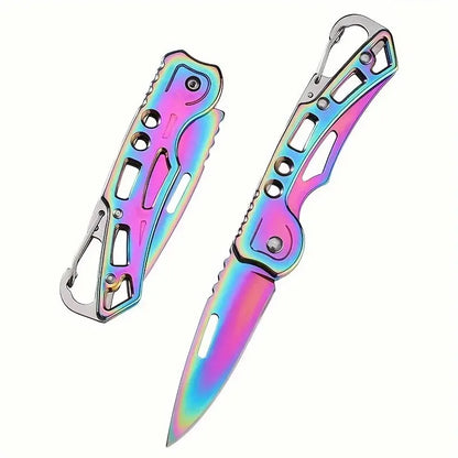 Stainless Steel Survival Knife Keychain, Folding Multifunctional Tactical Knife For Outdoor Hunting Camping