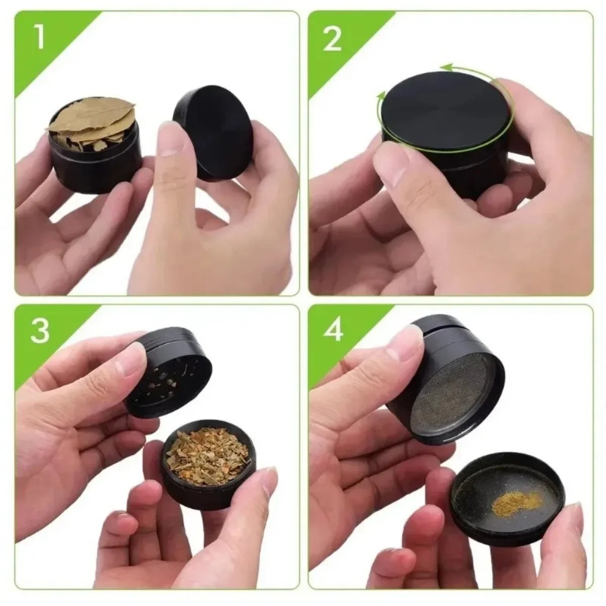 1.6/2inch Metal Herb Grinder 4-Layers Spice Nut Crusher Mortar Mill Grass Raw Tobacco Grinder Smoking Accessories Kitchen Tool