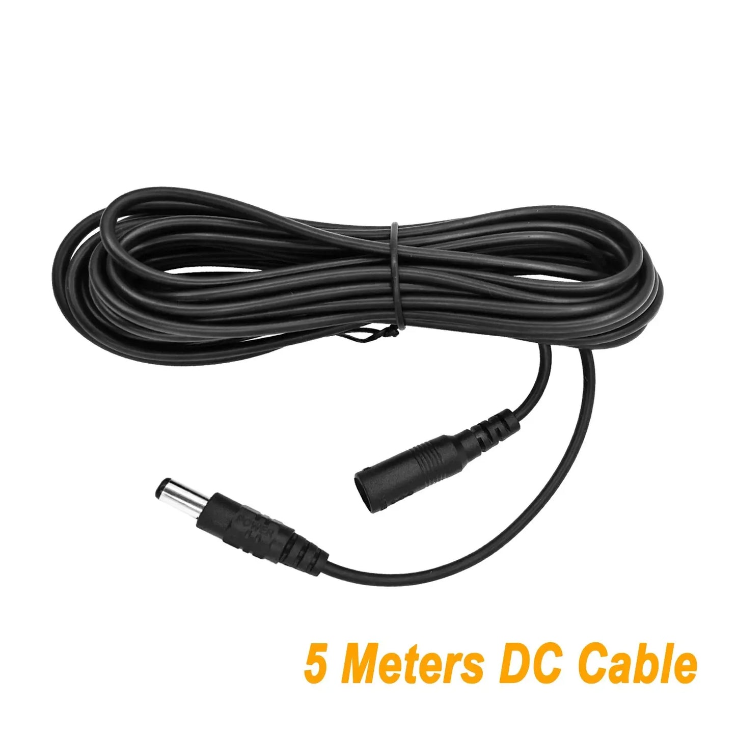 Cable de extensión de alimentación de 5 m y 10 m de CC de 12 V, conector de 5,5 mm x 2,1 mm, macho a hembra, para lámpara LED, cámara de seguridad CCTV, cable de alimentación negro