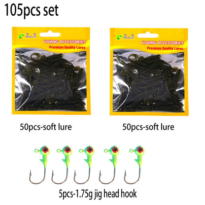 Hengjia 50pcs/Lot 4.5CM Small Soft Worm Swimbait T Tail Silicone Bait Wobbler Fishing Tackle for Carp Bass Pike