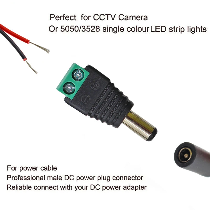 5pairs DC 12V Male Female Connectors 2.1*5.5mm Power Plug Adapter Jacks Sockets Connector For Signal Color LED Strip CCTV Camera