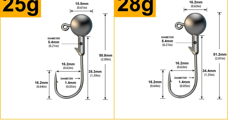 JYJ 1g 2g 3g 4g 5g 10g 20g 22g 25g 28g anzuelo de pesca con cabeza plomada, señuelo de pesca con cebo duro, gusano blando, anzuelo de pesca