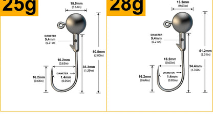 JYJ 1g 2g 3g 4g 5g 10g 20g 22g 25g 28g anzuelo de pesca con cabeza plomada, señuelo de pesca con cebo duro, gusano blando, anzuelo de pesca