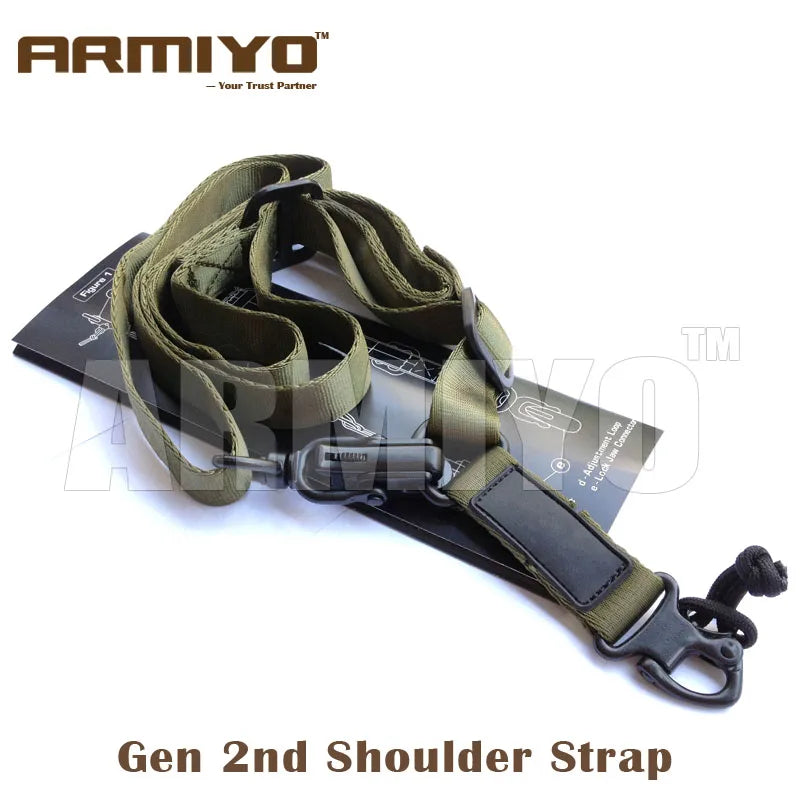 Armiyo Tactical Mission S3 2 Point Adjustable Shoulder Strap Gun Sling Nylon Belt Plastic Clip Mount Airsoft Hunting Accessories