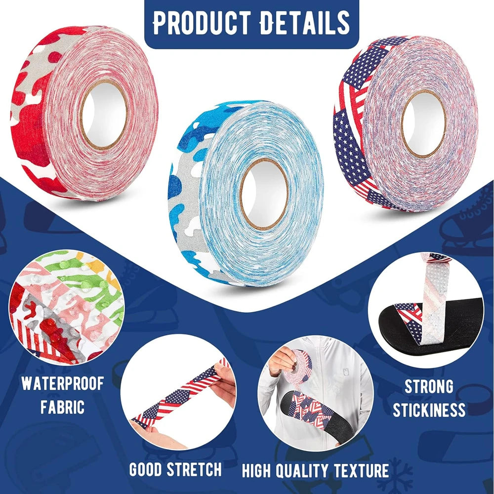 1 Roll Ice Hockey Grip Tape Multipurpose Handle Cloth Tape for Lacrosse Baseball Softball Bats Rackets Pullup Bars Non-slip