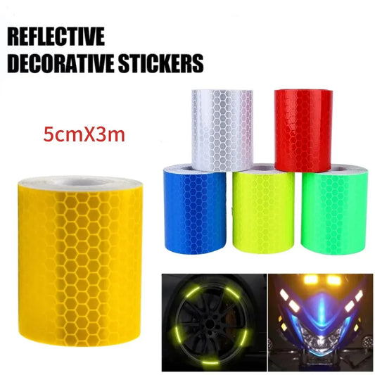 Reflective Warning Tape 5cm*3m Car Reflective Tape Safety Warning Car Decoration Sticker Color Grid Reflector