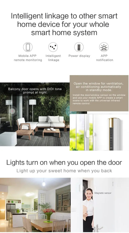 Tuya Smart WiFi Door Sensor Smart Home Open Close Detector Smartlife App Control Notification Compatible with Alexa Google Home