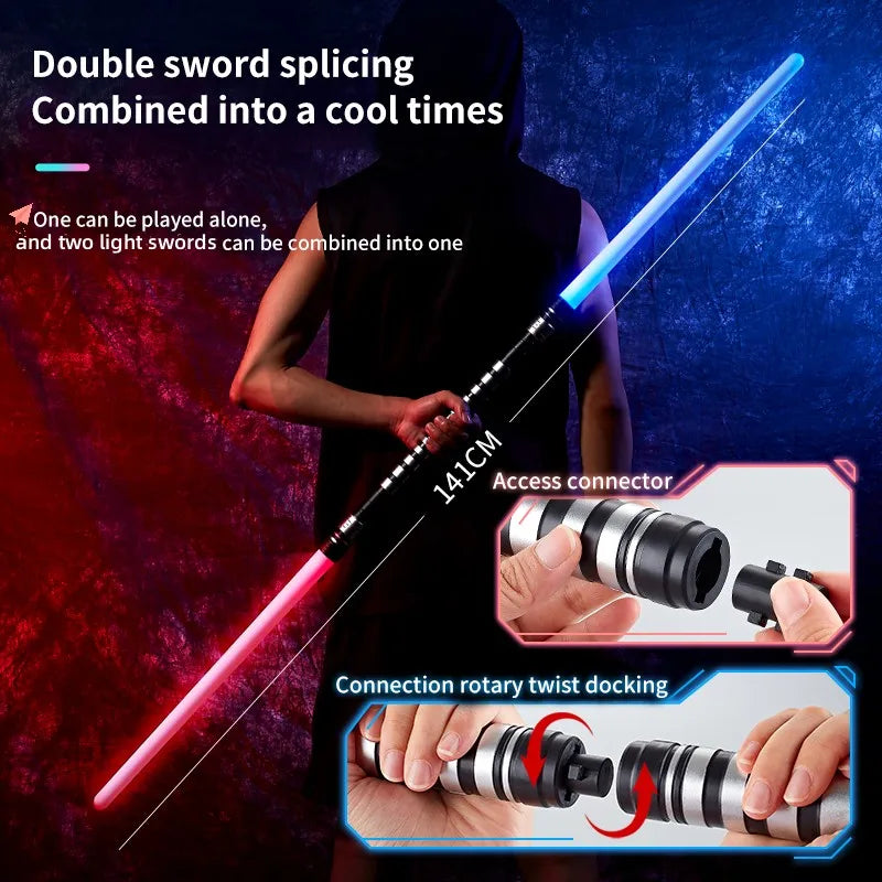 REikirc 75cm RGB  Lightsaber 2 in 1 7 colors Light Saber for 3+ Kids Laser Sword Toy Party Glow Swords