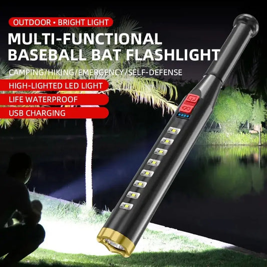 Strong Light Flashlight Cross-border Outdoor USB Charging Security Patrol Cob Baseball Bat Flashlight