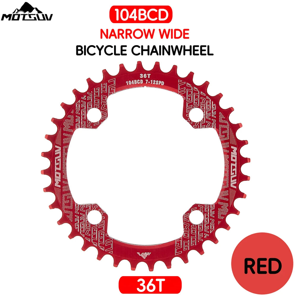 Bicycle Crank 104BCD Round Shape Narrow Wide 32T/34T/36T/38T MTB Chainring Bicycle Chainwheel Bike Circle Crankset Single Plate