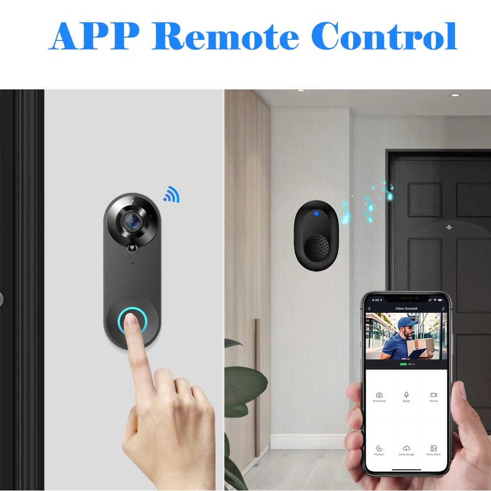 1080P Wireless Video Doorbell Camera WiFi Smart Door Bell Tuya Smart Home Security Motion Detect Night Vision Intercom Doorbell