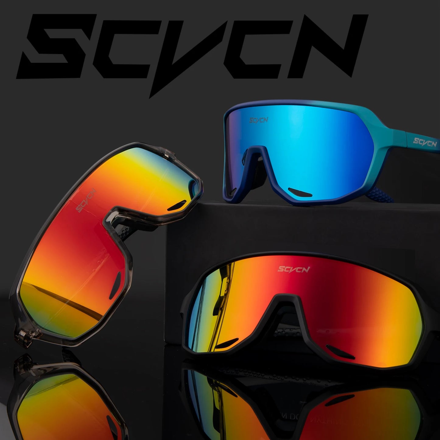 SCVCN Trend color lens sunglasses men's driving bicycle glasses women's leisure sports hiking glasses UV400 protective glasses