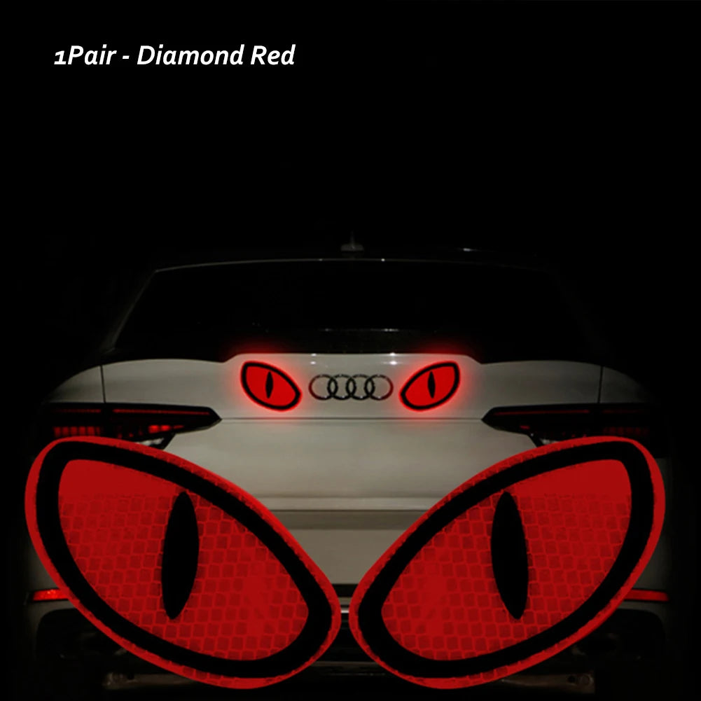 2Pcs Warning Car Reflective Safety Tape Sticker Cat-eye Reflective Sticker Car Sticker Reflective Strips Auto Truck Motorcycle