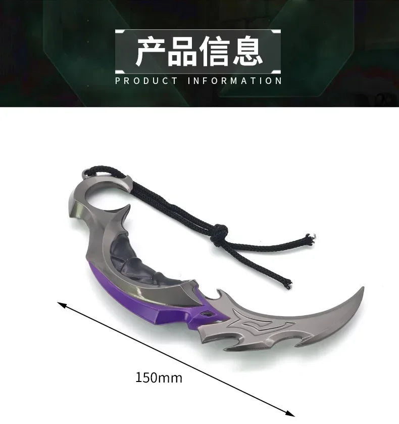 Valorant - Cuchillo Karambit de 15 cm para combate cuerpo a cuerpo, espada samurái katana periférica de metal, hoja sin cortar, adornos, juguetes de regalo para niños