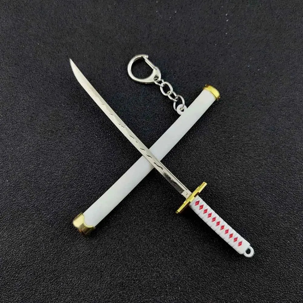 Mini Roronoa Zoro Samurai Sword Keychain Anime  Plastics Scabbard Key Chain Ring Katana Buckle for Men Cosplay Toy Jewelry Gift