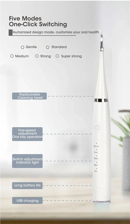 Home Electric Toothbrush with Sound Wave Cleaning Multifunctional 3-in-1 Teeth Scaling Whitening Care USB Charging Oral Cleaning