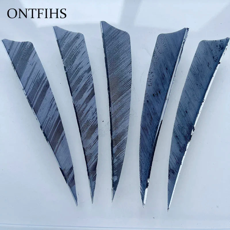 25 Pcs 4 Inch Hunting Arrow Feather Shield Cut Archery Real Turkey Cut Fetches Feathers for Arrows DIY