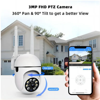 Cámara IP PTZ para el hogar con WiFi de 3 MP de JOOAN, cámara de vigilancia inalámbrica con audio nocturno a color, cámara de seguridad CCTV con seguimiento automático