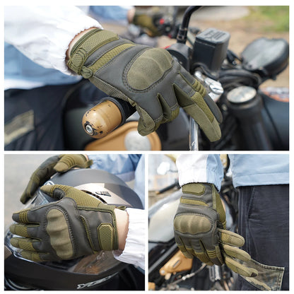 PU Leather Tactical Gloves Touch Screen Cycling Hard Shell Hiking Combat Hunting Airsoft Driving Bicycle Anti-slip Bike Mittens