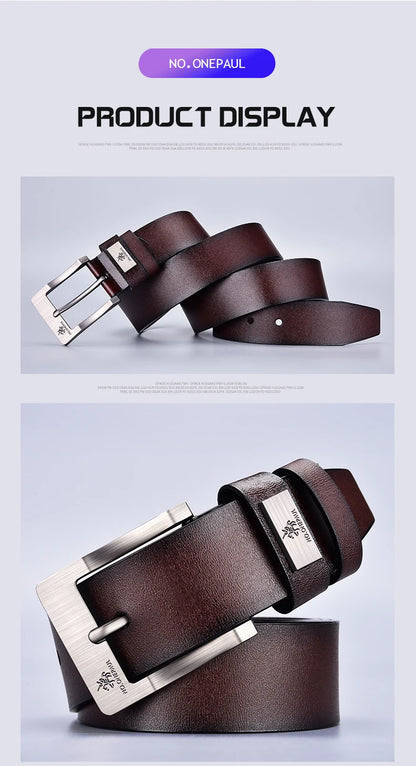 New Trend Men's High Quality Buckle Jeans Cowhide Casual Belt Business Denim Belt Men's Fashion Designer