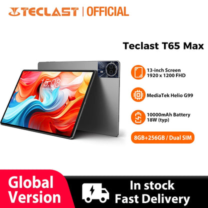 【World Premiere】Teclast T65 Max 13" HD Display Android 14 Tablet MediaTek G99 8GB RAM 256GB ROM 10000mAh Battery Widevine L1