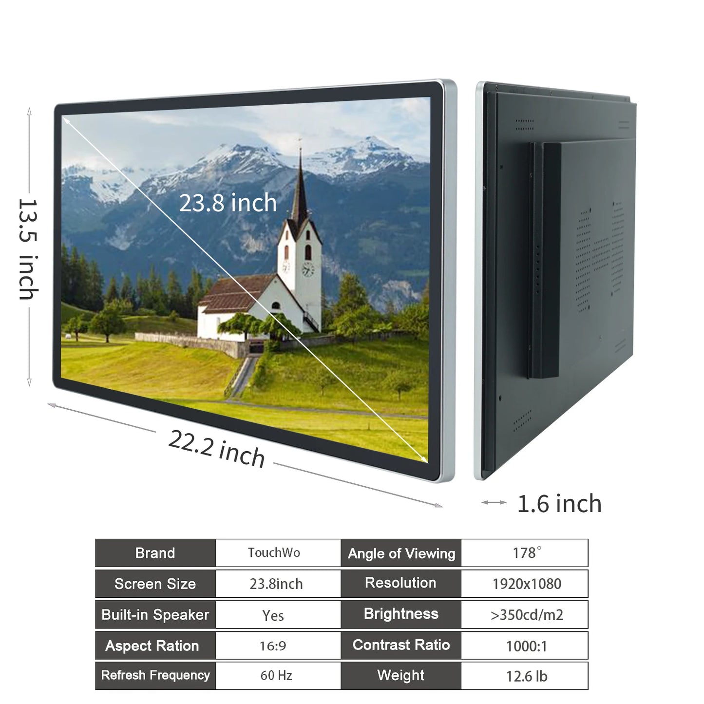 TouchWo 21.5 23.8 27 Inch Touch Screen Monitor Pc Touchscreen Monitor Industrial Android Window 10 All In One Pc For Commercial