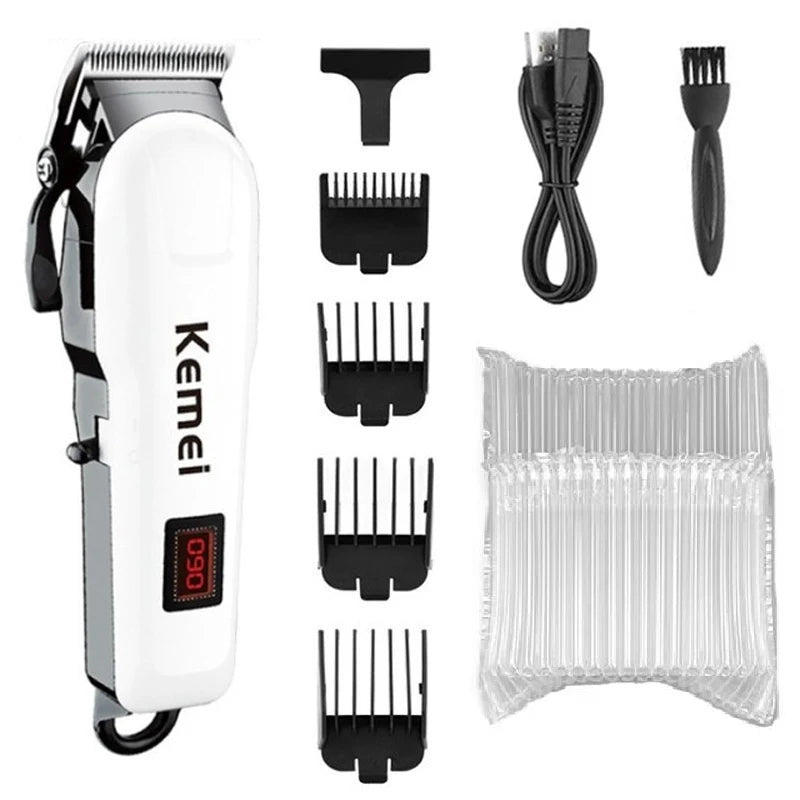 Cortadora de pelo profesional Kemei, cortadora de pelo inalámbrica, cortadora de barba para hombres, kit de corte de pelo eléctrico, máquina de corte de pelo recargable