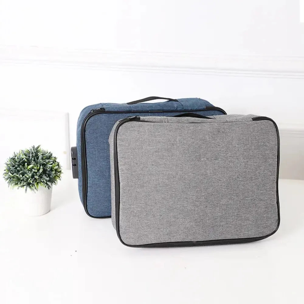 2 Layers Document Storage Bag Multifunctional Waterproof File Organizer Large Capacity Storage Bag With Password Lock