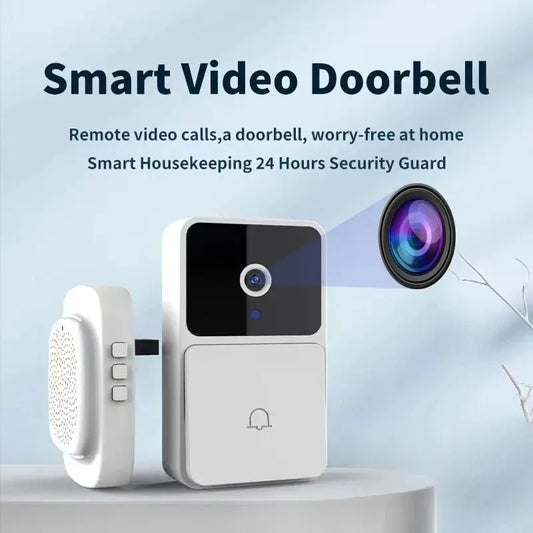 Timbre de puerta con cámara y video WIFI, inalámbrico, visión nocturna, seguridad para el hogar inteligente, timbre de puerta HD, intercomunicador bidireccional con cambio de voz para el hogar