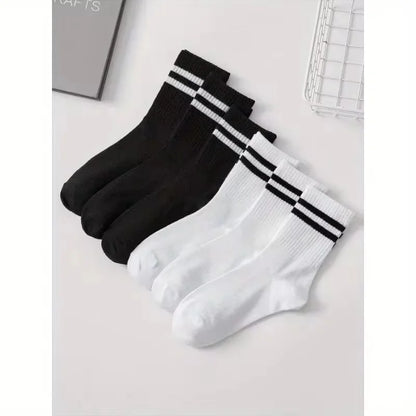 5 Pairs Of Men's Socks, Autumn And Winter Vintage Fun Fashion Athletic Socks, Sports Trend Socks