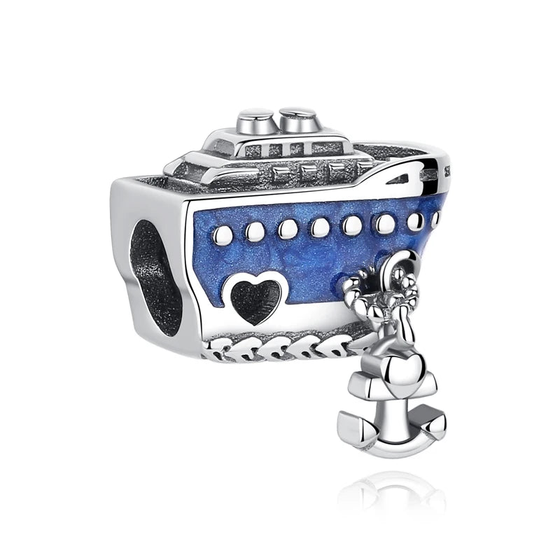 Original 925 Sterling Silver Charm Bead Travel London Bus Camera Suitcase Paris Charms Fit Pan Brand Bracelets Women Diy Jewelry